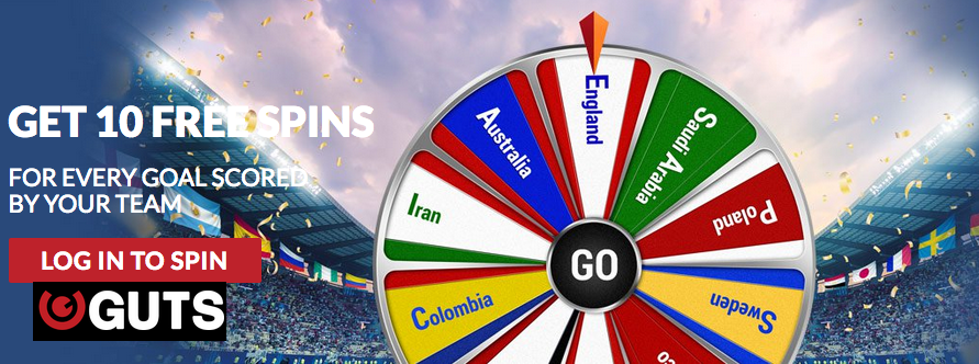 Spin N Win at Guts Casino when your World Cup Team Scores